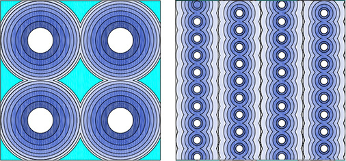 <p>
</p>

<p>
<span class="GVAbbildungszahl">4</span>
 Die Nähe der Rohre zueinander bewirkt eine optimierte Wärmeübertragung. Außerdem entsteht eine sehr große Wärmeübertragerfläche. So kann ein Eisfüllgrad von annähernd 100 % erreicht werden. Links: traditionelles Rohrbündel-System, rechts: Kapillarrohr-System. 
</p> - © Beka Heiz- und Kühlmatten GmbH

