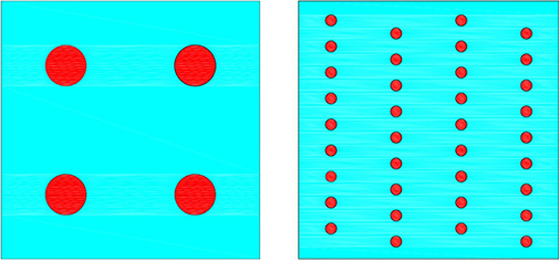 <p>
</p>

<p>
<span class="GVAbbildungszahl">5</span>
 Auch das Eigenvolumen des Wärmetauschers fällt aufgrund der kleinen Rohrdurchmesser gering aus, weshalb eine kompaktere Konstruktion als bei üblichen Eisspeichern mit gleicher Leistung möglich ist. Links: traditionelles Rohrbündel-System, rechts: Kapillarrohr-System. 
</p> - © Beka Heiz- und Kühlmatten GmbH

