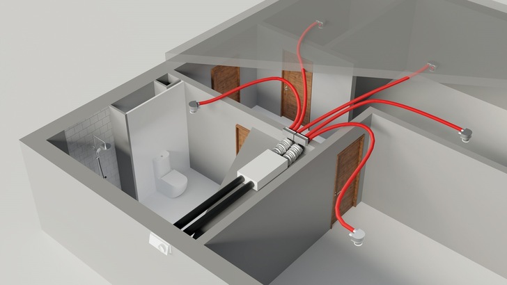 Deckengerät B 120 D SC für die Verlegung in der Decke.  - © Vallox GmbH 