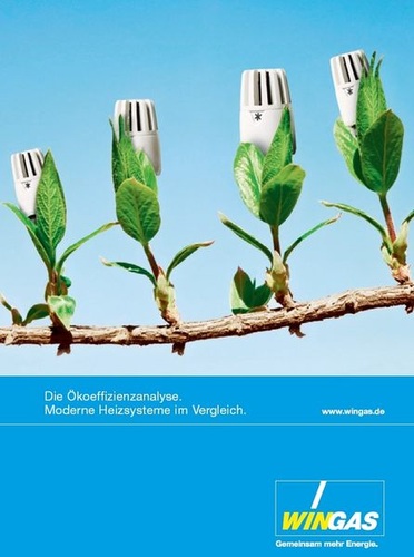 Cover der Wingas-Studie: “Die Ökoeffizienzanalyse. Moderne Heizsysteme im Vergleich.“ - Wingas - © Wingas
Cover der Wingas-Studie: “Die Ökoeffizienzanalyse. Moderne Heizsysteme im Vergleich.“ - Wingas - © Wingas