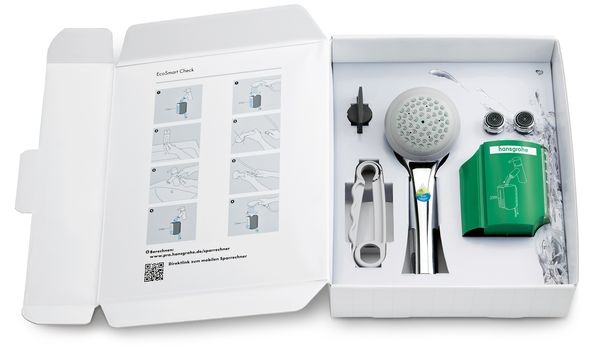 EcoSmart Check-Paket von Hansgrohe: Test-Ausstattung zum Wasser- und Kostensparen. - Hansgrohe