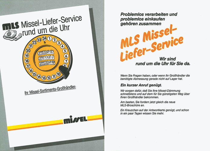 Broschüre von 1987: Seit Jahrzehnten können sich Kunden auf den Missel-Lieferservice verlassen. - Missel - © Missel
Broschüre von 1987: Seit Jahrzehnten können sich Kunden auf den Missel-Lieferservice verlassen. - Missel - © Missel
