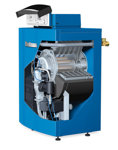 Öl-Brennwertheizkessel Buderus Logano plus GB 145 mit modulierendem und selbstkalibrierendem Öl-Brenner mit Einspritzdüse und Lambdasonde. - Buderus