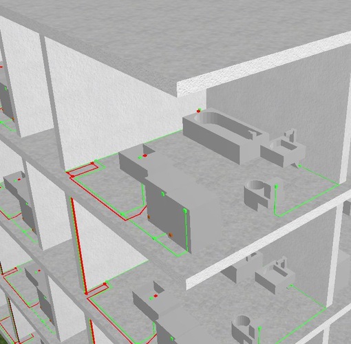 Ansicht der Grundrissplanung in 3D. - Hottgenroth/ETU