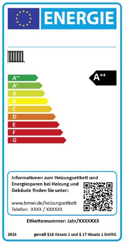 Gesetzentwurf: “Musteretikett für Heizgeräte zur Verwendung bis einschließlich 25. September 2019“.