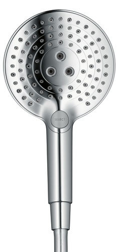 Verchromte Raindance-Select-Handbrause. - Hansgrohe