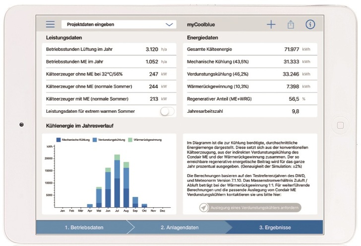 Ergebnisdarstellung in der APP myCoolblue. - Condair - © Condair
Ergebnisdarstellung in der APP myCoolblue. - Condair - © Condair