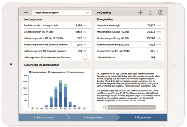 Ergebnisdarstellung in der APP myCoolblue. - Condair - © Condair
