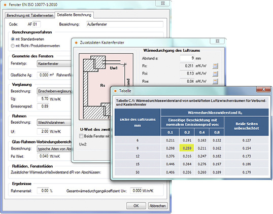 … oder bei der Definition von Einfach-, Verbund- und Kastenfenstern oder Türen.