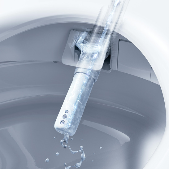Toto: Automatische Stabdüsenreinigung mit antibakteriellem Ewater+. - © Bild: Toto Europe
 Toto: Automatische Stabdüsenreinigung mit antibakteriellem Ewater+.
