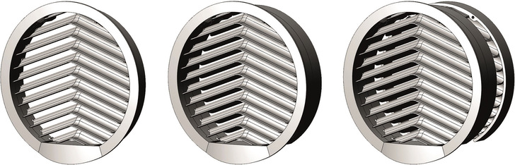 Airflow: Fassadengitter mit einfacher Lamelle sowie zwei oder drei Lamellen-Schichten. - © Bild: Airflow
 Airflow: Fassadengitter mit einfacher Lamelle sowie zwei oder drei Lamellen-Schichten.