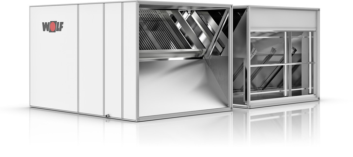 Wolf: Platten-Wärmeübertrager in nur zwei Transportteilen. - © Bild: Wolf
 Wolf: Platten-Wärmeübertrager in nur zwei Transportteilen.
