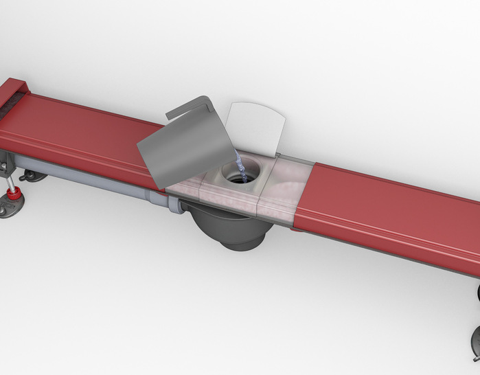 Tece: Dichtigkeits­prüfung an einer Tecedrainline-Evo.