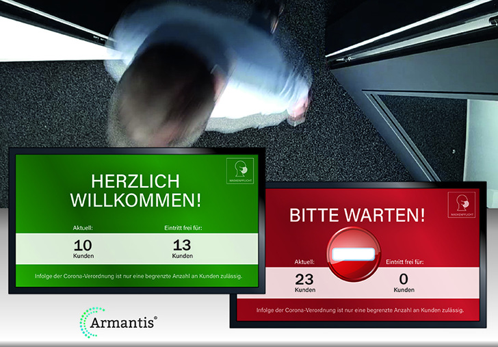 Armantis-Lösung zur Corona-Zutrittsbeschränkung: Plug-and-play-System zur videobasierten Personenzählung.