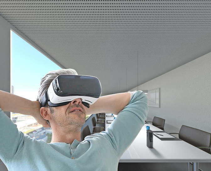 Bild 1:  VR für Augen und Ohren: Mit Visualisierungs- und Auralisationslösungen lassen sich auch akustische Raumeindrücke multimedial vermitteln.