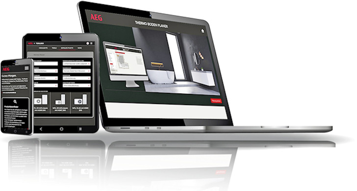 AEG Haustechnik: Fachpartnerbereich mit nützlichen Werkzeugen.