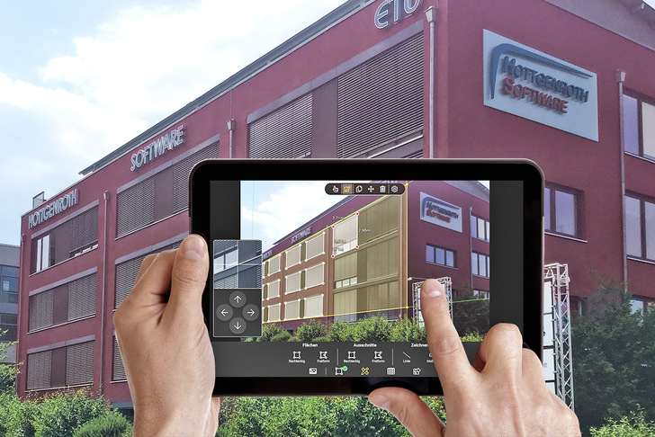 Hottgenroth: Bemessen von Flächen mit automatischer Generierung der Maße in der App Mobiles Aufmaß.