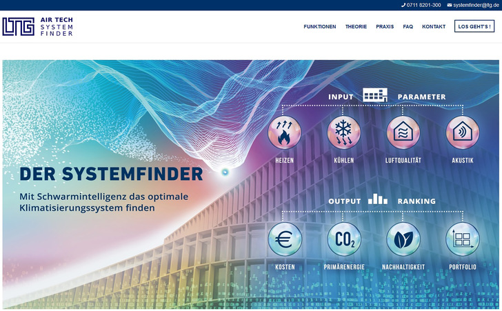 Bild 1 Die kostenlose Web-Version des LTG SystemFinders erlaubt eine erste Orientierung bei der Suche nach der idealen Klimatisierungslösung. Detaillierte Analysen führt LTG auf Anfrage durch. - © LTG
