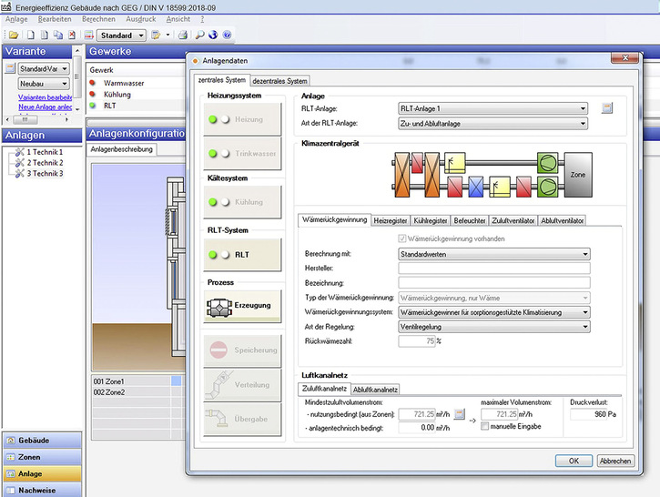 Solar-Computer: Bearbeitung der Wärmeerzeugung eines NWG in „EEffizienz Gebäude GEG / 18599“