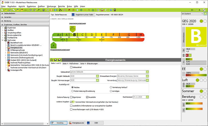 Envisys: Energieberatersoftware Evebi mit GEG. - © Envisys
