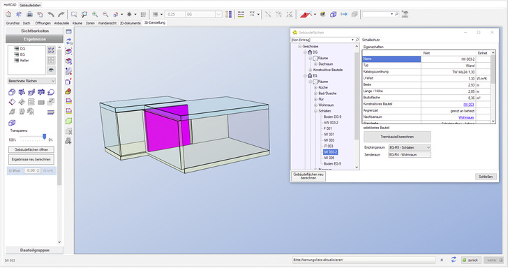 Hottgenroth: Schallschutz 3D Plus, Dialog Innenwände.