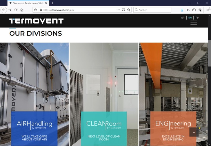 Die Geschäftstätigkeit von Termovent gliedert sich in die Divisionen Air Handling Units, Clean Rooms und Engineering. - © www.termovent.com

