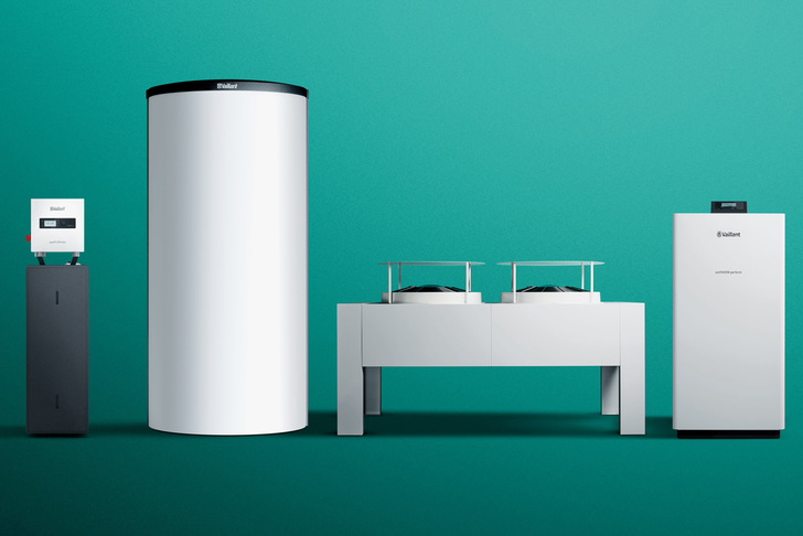 Vaillant: aguaflow plus, allstor plus, arotherm-perform-Außen- und -Inneneinheit.