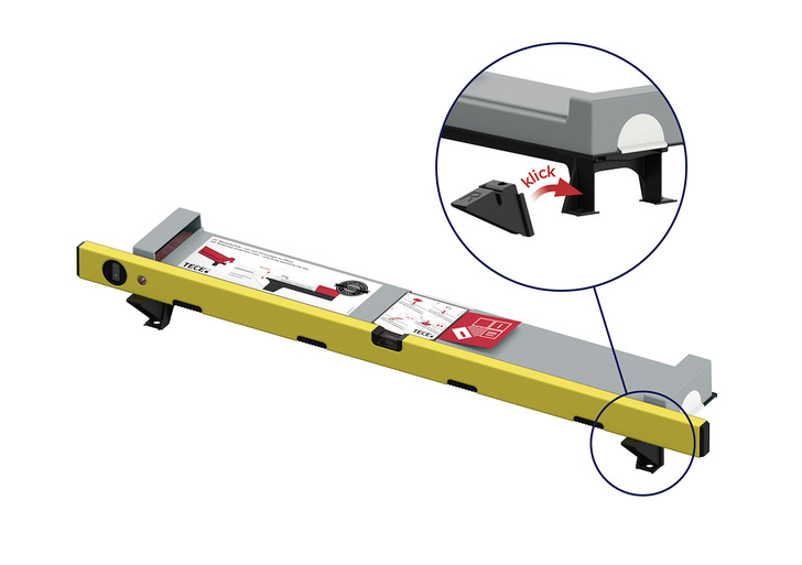 Tece: Nivellierpunkte als Ablagefläche für die Wasserwaage oder die Fliesenschiene. - © Tece
