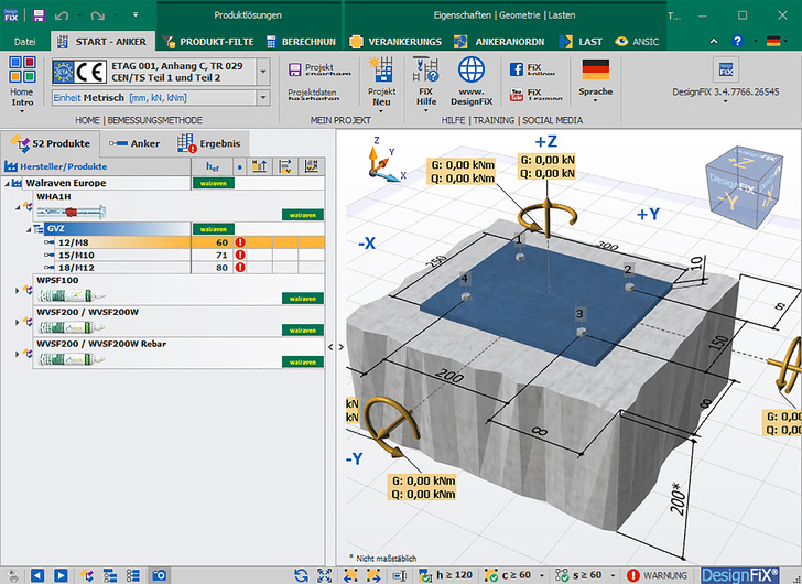 Walraven: Anker-Auslegungssoftware DesignFiX.