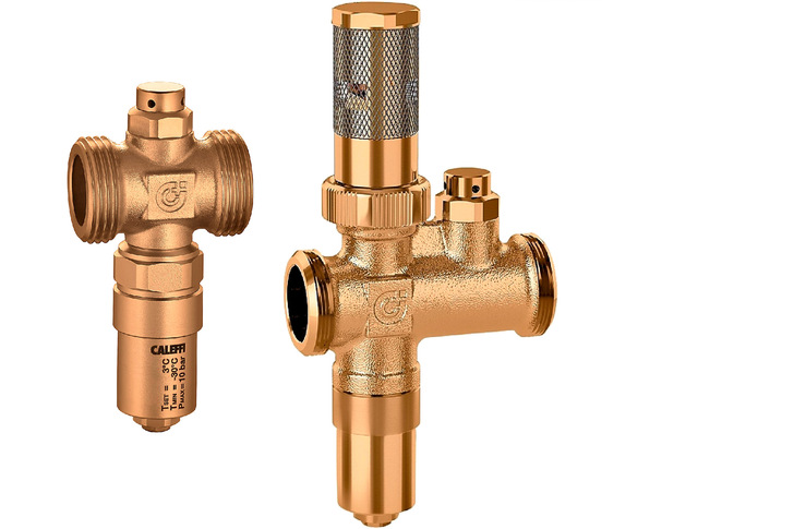 Caleffi: Frostschutzventile der Serie 108, rechts mit Umgebungsluftfühler.