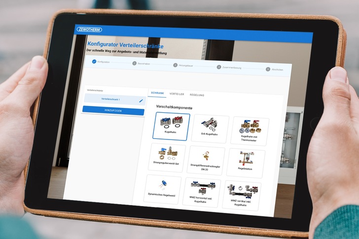 Zewotherm: Konfigurator für vorkonfektionierte Verteilerschränke. - © Zewotherm
