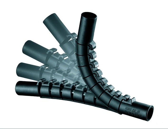 Taconova: Tacoform-Rohrführungsbögen lassen sich flexibel bis maximal 90° einstellen.