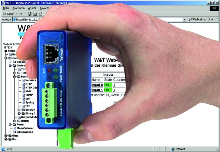 W & T: Web-IO 2x Digital im schmalen Hutschienengehäuse. - © W&T
