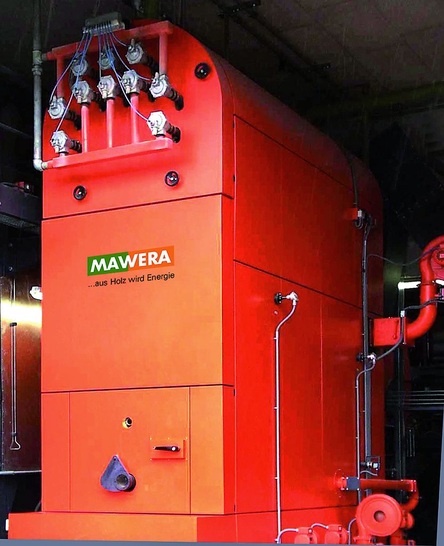 Mawera Holzfeuerungsanlage mit Flachschubrostfeuerung und pneumatischer Kesselreinigung, Nennleistung 850 kW. - © Viessmann Werke
