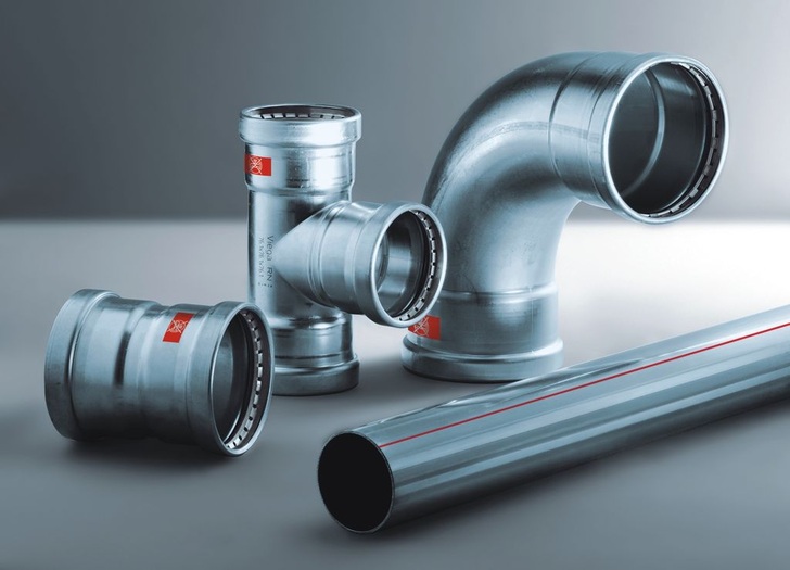 Viega: Das Rohrleitungssystem Prestabo gibt es jetzt bis zur Dimension 108 mm. - © Viega
 Viega: Das Rohrleitungssystem Prestabo gibt es jetzt bis zur Dimension 108 mm.