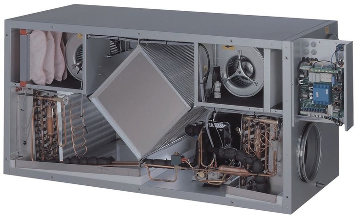 Alpha-InnoTec: LL+Reihe zum Heizen und Kühlen mit vorgeschaltetem Kreuzstromwärmeübertrager.