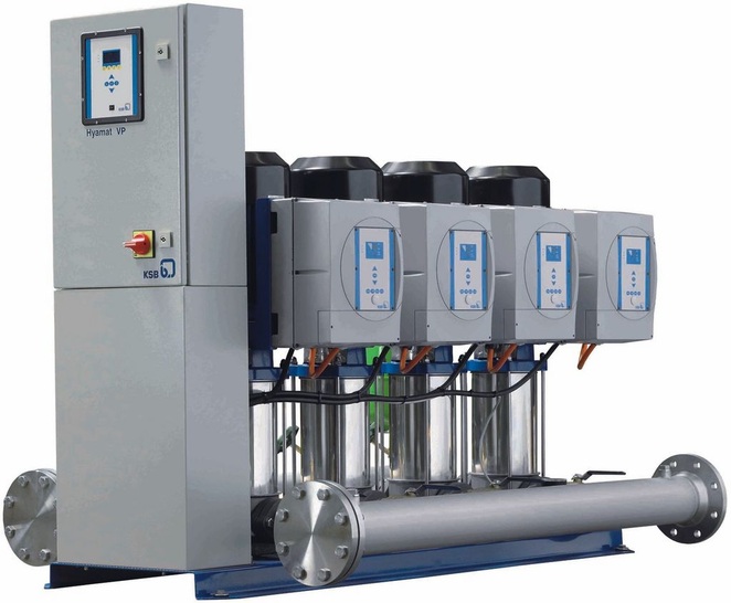 KSB: Druckerhöhungsanlage Hyamat VP PumpDrive mit zwei bis sechs Hochdruckpumpen.