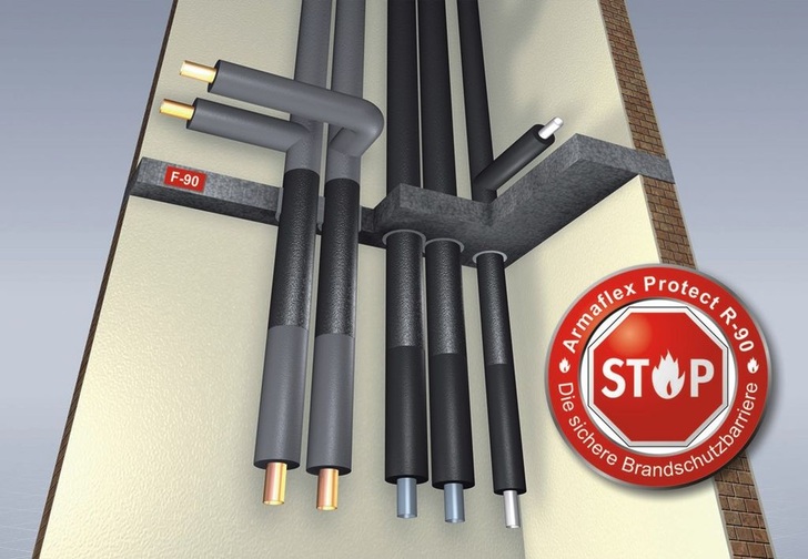 Armaflex Protect R-90 von Armacell: Brandschutz und Dämmung in einem Produkt. - © Armacell
 Armaflex Protect R-90 von Armacell: Brandschutz und Dämmung in einem Produkt.