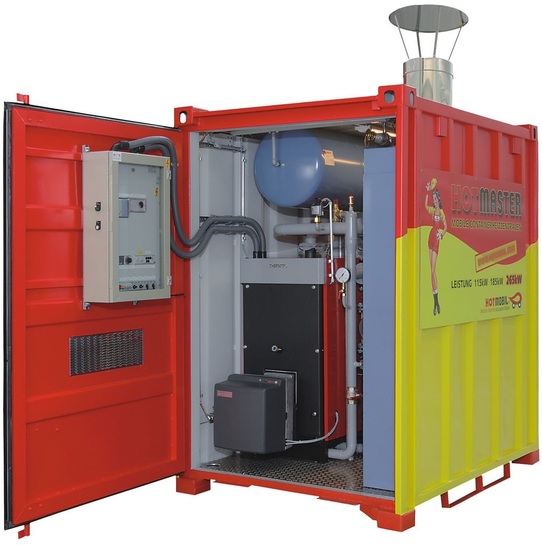 Hotmobil: „Hotmaster“ Kleincontainer-Heizzentrale.