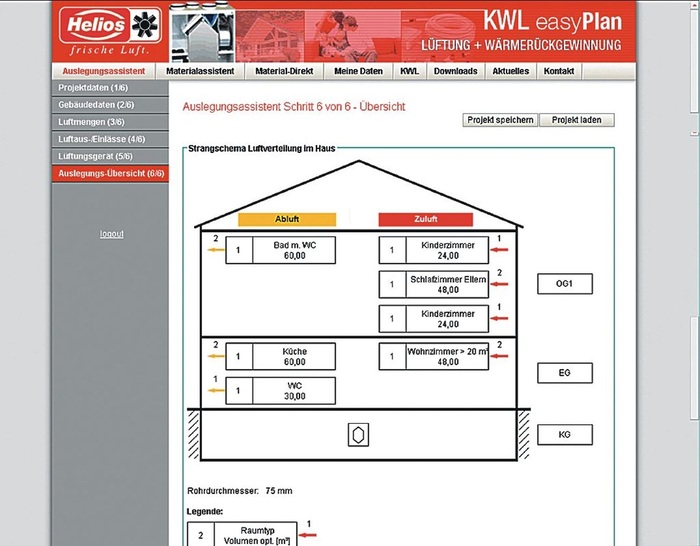 Helios: Kontrollierte Wohnraumlüftung online planen.