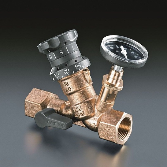 Oventrop: Thermisch arbeitende Rotguss-Armatur Aquastrom VT für Trinkwasser­zirkulationsanlagen mit zusätzlich voreinstellbarem Restvolumenstrom.