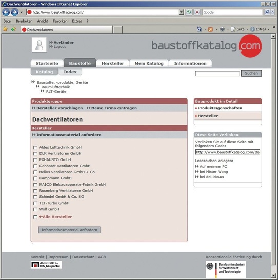 baustoffkatalog.com ist ein neuer Onlinedienst mit ca. 1100 ­Produktgruppen. - © f:data
