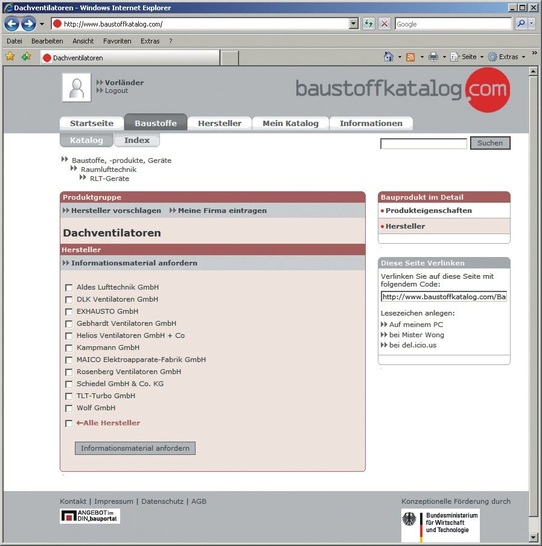 baustoffkatalog.com ist ein neuer Onlinedienst mit ca. 1100 ­Produktgruppen.