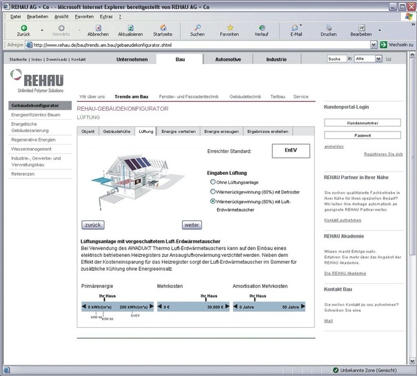 Rehau-Gebäudekonfigurator: Eine Tacho­skala zeigt wichtige Effekte einer ­Maß­nahmenwahl.
