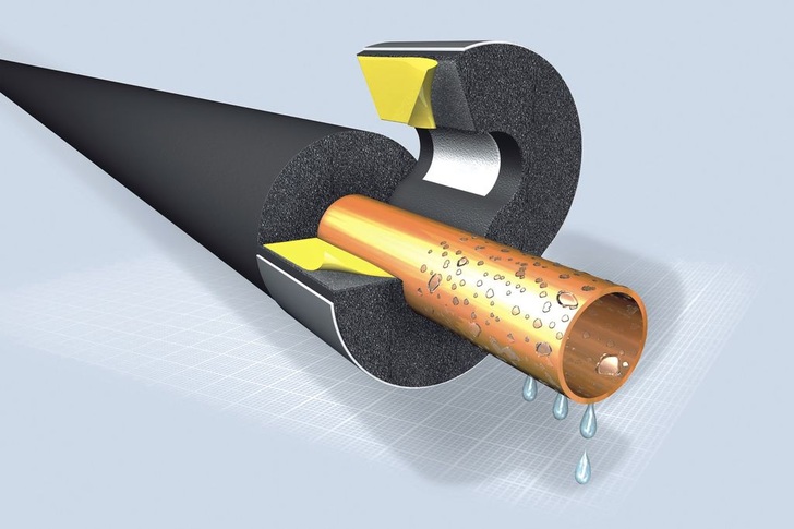 Armacell: Mit Armafix AF können Wärmebrücken im Bereich der Rohraufhängung kaltgehender Leitungen sicher vermieden werden. - © Armacell
