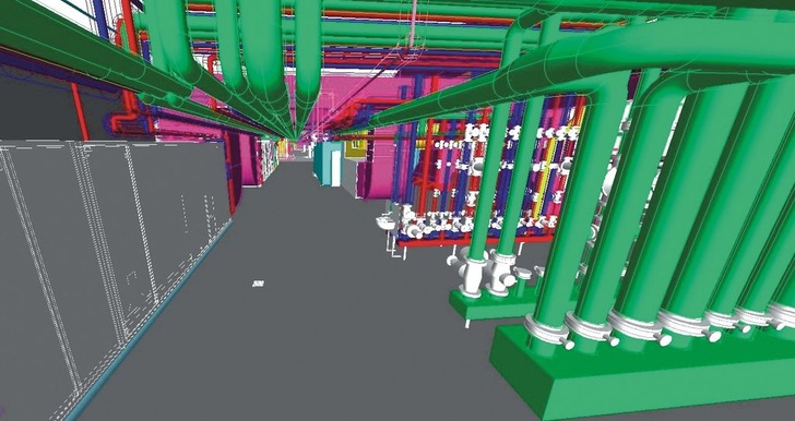 3-D-Plan der RLT-Zentrale mit einer Luftmenge von 630000 m3/h.