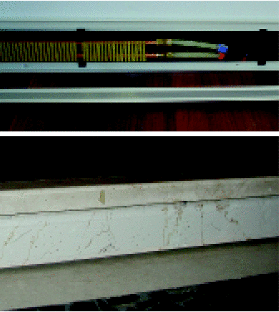 Sockelleisten von Best Board bei der Fertiginstallation (oben). Die Abdeckung ist in RAL-Tönen und mit Holz-Dekor lieferbar. Bei denkmalgeschützten Gebäuden werden die kaum ­auftragenden Sockelleisten durch Bemalung fast unsichtbar.