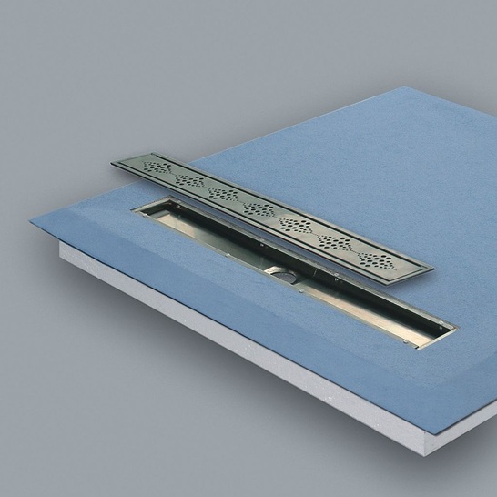 Sanit: Duschbord mit eingearbeiteter Duschrinne für bodengleiche Duschen.