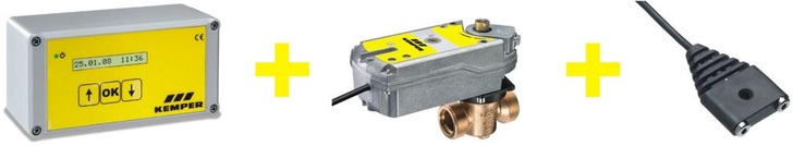 Kemper Leckage-Sicherheitssystem: Steuerung, Vollstromabsperrventil und Wasserfühler.