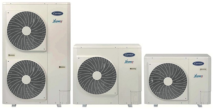 Toshiba: XPower-PlusAußeneinheiten mit Doppelrollkolbenverdichtern und Invertersteuerung mit Impulsamplituden- und Impulsbreiten-Modulation.